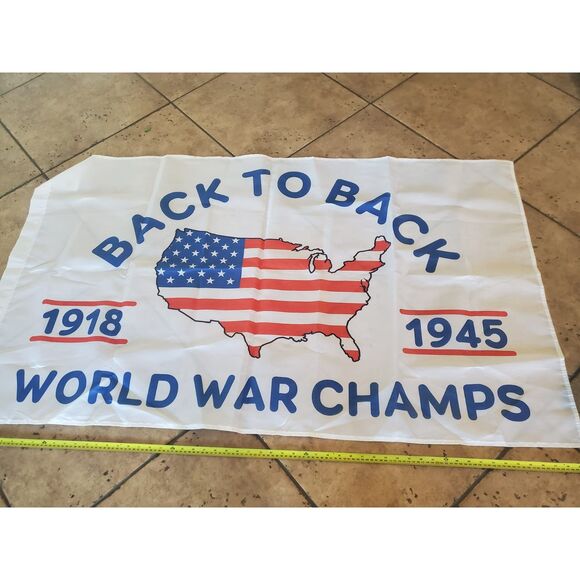33x60 Back to Back World War Champs Flag Man Cave Banner America - Picture 1 of 3
